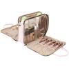 NISHEL Travel Makeup Bag Stand Up, Portable Cosmetic Organizer, Cosmetic Case for Travel-Size Toiletries, Pink view 3