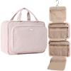 NISHEL Hanging Travel Toiletry Bag, Visible Makeup Organizer, Cosmetic Case for Journey Accessories, Bathroom Shower, Pink view 1