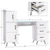 BarberPub Manicure Table, Nail Makeup Desk with Drawers, Storage Beauty Salon Workstation 2611 (White) view 3