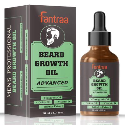 Fantraa Beard Growth Oil Advanced for Men, More Beard Growth with Fenugreek Oil, Onion Oil and Vitamin D, Natural, Best Beard Growth Oil For Uneven & Patchy Beard - 30 ml