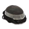 100% Human Hair Toupee for Men Hair Unit Wig for Men Soft Thin French Lace Breathable Hair System Natural Looking Clear Poly Skin Around Wigs Transparent Lace Skin Hairpiece Replacement(8"x10", #1B Natural Black-120% Light to Medium Density) view 2