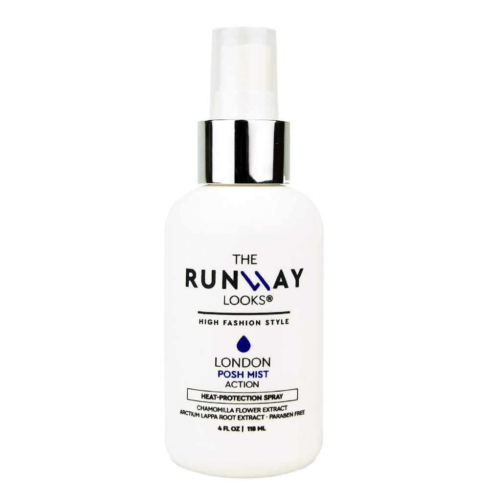 The Runway Looks Posh Mist Thermal Shield, Heat-Protection Spray for Hair with Chamomilla & Burdock Root, Paraben Free (4oz)