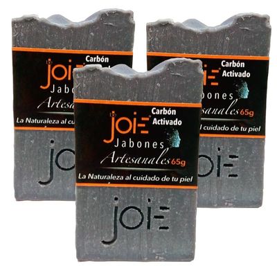 BeJoie 3 handmade Natural Vegan Soap Activated Carbon, mint,