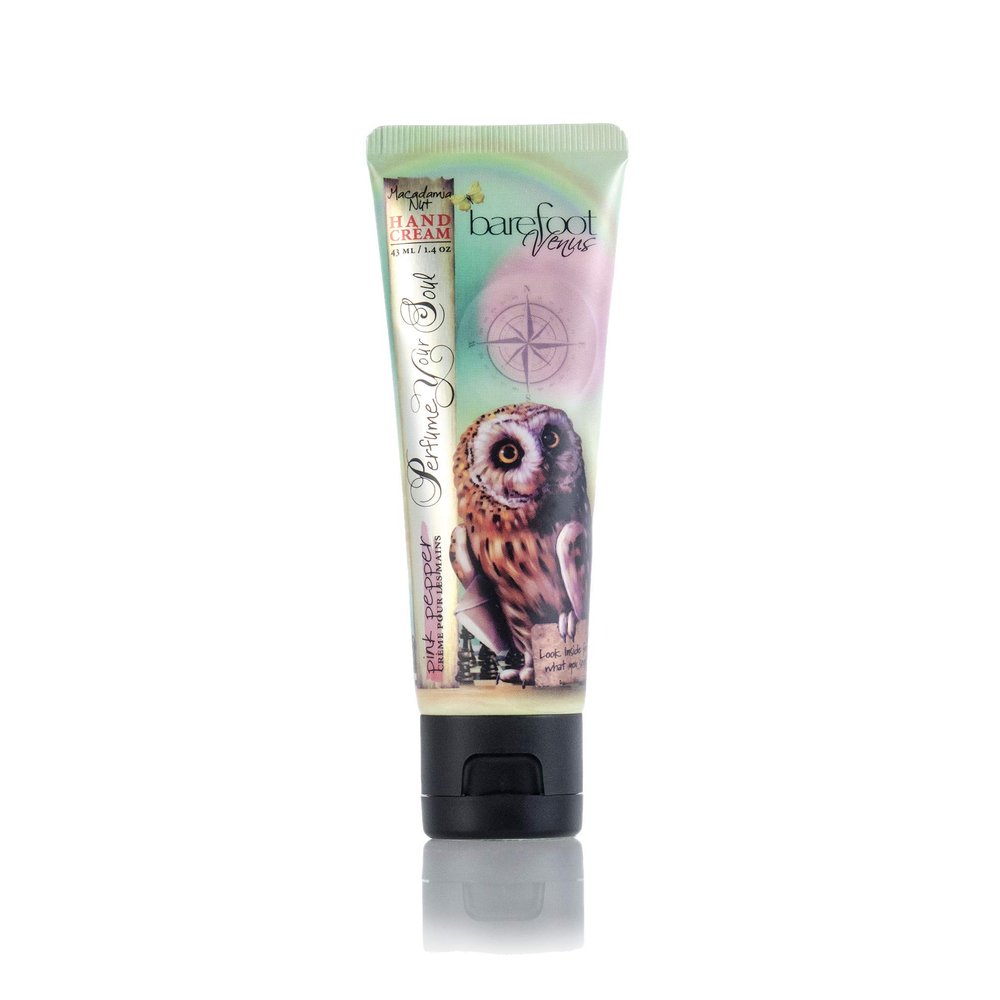 Barefoot Venus Macadamia Nut Oil Hand Cream includes Antioxidant rich superfruits and Vitamins like A,C,E (Pink Pepper) - 1.4 oz