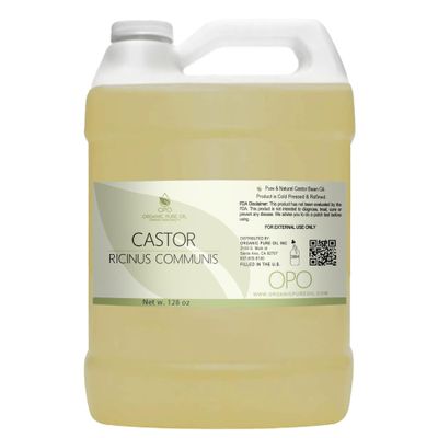 Castor Oil - Pure Refined Natural Cold Pressed Vegan Non GMO Bulk 128 oz - 1 Gallon - Bulk Wholesale Castor Oil for Hair Nails Eyelashes Eyebrows Beard Mustache - Organic Pure Oil