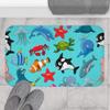 Bath Mat Central 100% Memory Foam Microfiber Anti Slip Fast Drying Ocean Creatures Bath Mat Designed and Printed in The USA view 2