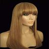 Long Red and Blonde Synthetic Wig with Bangs and Natural Looking Highlights view 2