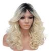 Ombre Blonde Wig, Black Roots Platinum Blonde Curly Wig, Long Heat Resistant Synthetic Wig view 3