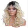Ombre Blonde Wig, Black Roots Platinum Blonde Curly Wig, Long Heat Resistant Synthetic Wig view 4