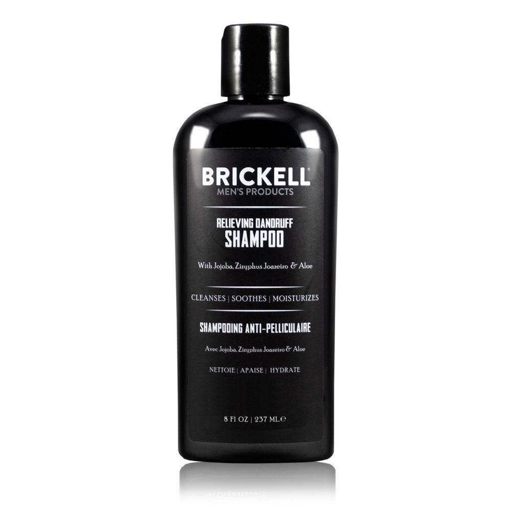 Brickell Men's Relieving Dandruff Shampoo For Men, Natural & Organic, Soothes and Eliminates Dandruff with Ziziphus Joazeiro, Aloe and Jojoba Oil (8 oz)