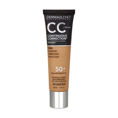 Dermablend Continuous Correction Tone-Evening CC Cream Foundation SPF 50+, Full Coverage Foundation Makeup & Color Corrector, Non-Comedogenic , 1 Fl Oz (Pack of 1)