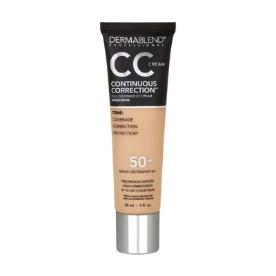 Dermablend Continuous Correction Tone-Evening CC Cream Foundation SPF 50+, Full Coverage Foundation Makeup & Color Corrector, Non-Comedogenic , 1 Fl Oz (Pack of 1)
