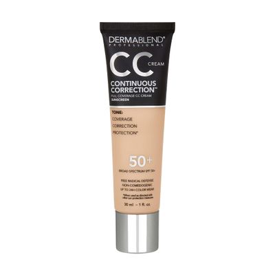 Dermablend Continuous Correction Tone-Evening CC Cream Foundation SPF 50+, Full Coverage Foundation Makeup & Color Corrector, Non-Comedogenic