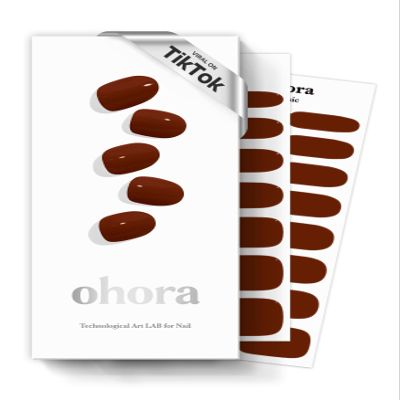 ohora Semi Cured Gel Nail Strips (N Chilly) - Red, Solid, Works with Any UV/LED Lamps, Salon-Quality, Long Lasting, Easy to Apply & Remove - Includes 2 Prep Pads, Nail File & Wooden Stick