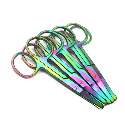 5 Pcs 3.5 inch Rainbow Nose Scissors Mustache Scissors Nose Hair Ear Beard Trimming Scissors Eyebrow Shears, Personal Grooming Men Women Stainless Steel Multi-purpose Small