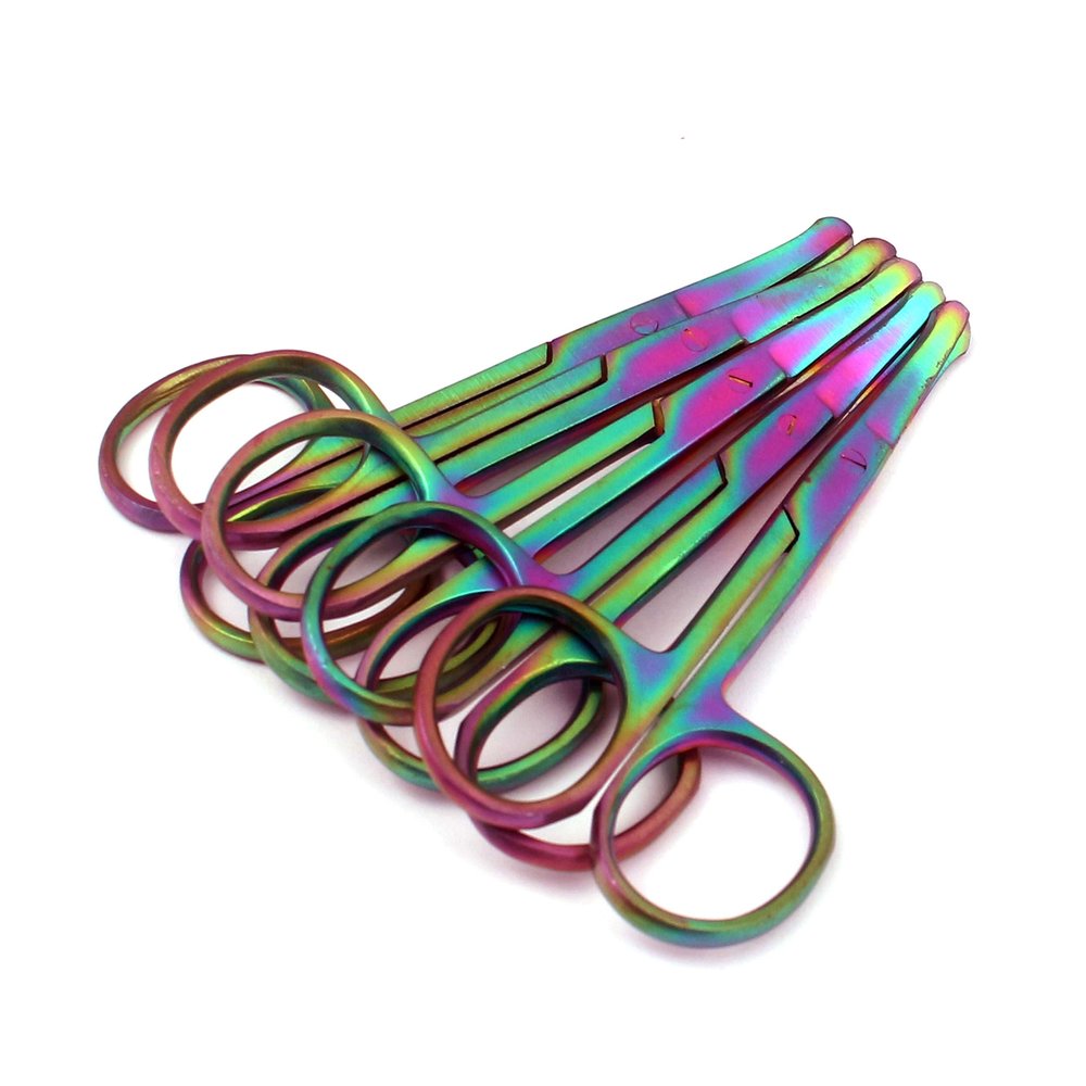 5 Pcs 3.5 inch Rainbow Nose Scissors Curved Mustache Scissors Nose Hair Scissors Ear Beard Trimming Eyebrow Shears, Personal Grooming Men Women Stainless Steel Multi-purpose