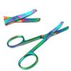 3.5 inch Rainbow 'Nose Scissors Curved Mustache Scissors Nose Hair Scissors Ear Beard Trimming Eyebrow Shears, Personal Grooming Men Women Stainless Steel Multi-purpose Small view 1
