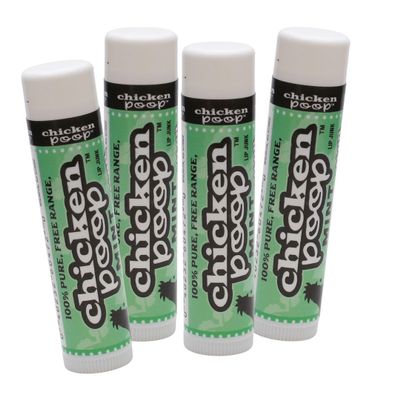 .15 oz. Chicken Poop MINT FLAVOR Lip Junk for Dry, Chapped Lips, LIP BALM PACK OF 4