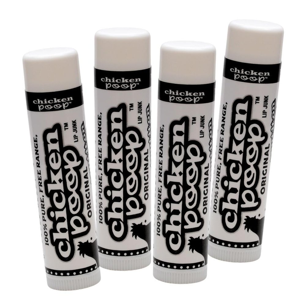 .15 oz. Chicken Poop ORIGINAL FLAVOR Lip Junk for Dry, Chapped Lips, LIP BALM PACK OF 4