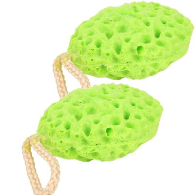 2-Piece Ultra Soft Premium Baby Bath Sponges, Sea Foam Scrubber for Newborn, Infant, Toddler, Green