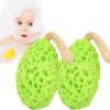 2-Piece Ultra Soft Premium Baby Bath Sponges, Sea Foam Scrubber for Newborn, Infant, Toddler, Green view 2