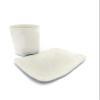 Plain White Bathroom Set, Soap Dish with Lace Texture and Toothbrush Cup, Handmade Ceramics view 3