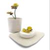 Plain White Bathroom Set, Soap Dish with Lace Texture and Toothbrush Cup, Handmade Ceramics view 4