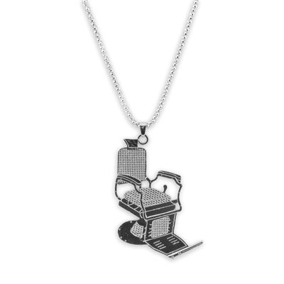 MD Barber Large Barber Chair Necklace (Silver)