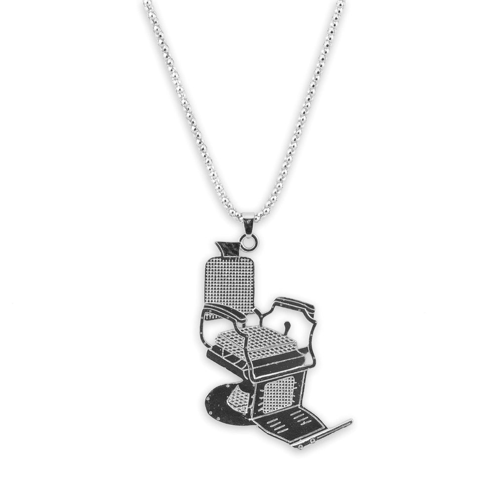 MD Barber Large Barber Chair Necklace (Silver)