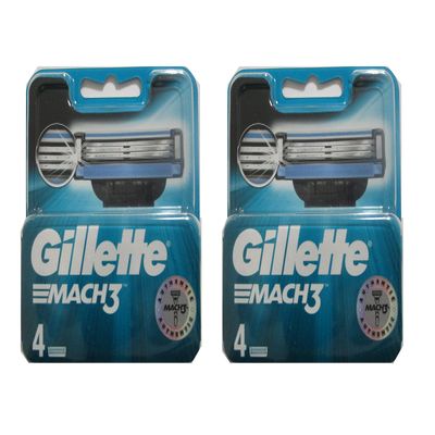 Gillette Mach3 Razor Blades for Men, Pack of 4 Refill Blades (2 Packs)