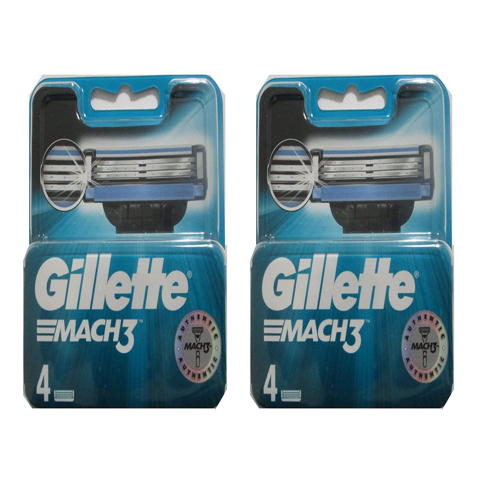 Gillette Mach3 Razor Blades for Men, Pack of 4 Refill Blades (2 Packs)