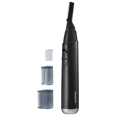 Panasonic Facial Hair Trimmer for Sensitive Skin, Unisex Detailer with Flexible Head, Gentle on Acne, Includes 2 Eyebrow Attachments, Wet/Dry Facial Trimmer for Men and Women - ER-GM40-K (Black)