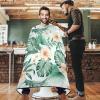 visesunny Barber Cape Tropical Flower Palm Leaf Polyester Hair Cutting Salon Cape Apron Anti-Static Haircut Water-Resistant Shaving Cloth Beard Shaving Bib Hairdressing Cape view 2