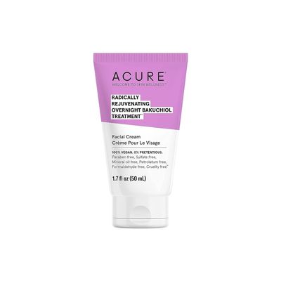 Acure Radically Rejuvenating Bakuchiol Facial Cream - Plant Squalane Retinol Alternative for Overnight Skin Treatment- Vegan Plant-Based Extract - Helps Reduce Appearance of Fine Lines, 1.7 fl oz