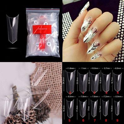 Magik Edge-Shaped Stiletto French False Fake Acrylic Nail Tips Nails(Clear,1000 Pack)