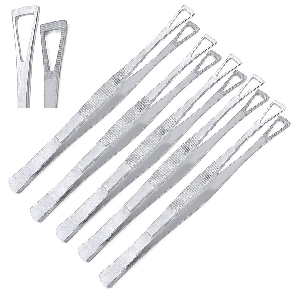 AAProTools 5 Pcs 6" Triangle Pennington Un-Slotted Tweezer Body Piercing Tools