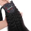 Kinky Straight Ponytail Human Hair with Wrap Around Magic Tape, Brazilian Hair Clip in Extensions Wavy Yaki Pony Tail Color Natrual Black (24", 1B, Kinky Straight, Wrap Around) view 2