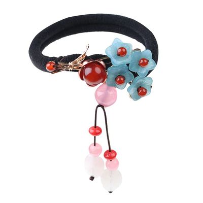 Beaupretty Elastic Ponytail Holders Agate Crystal Hair Tie Vintage Hair Ring Ponytail Hair Band Chinese Hair Tie