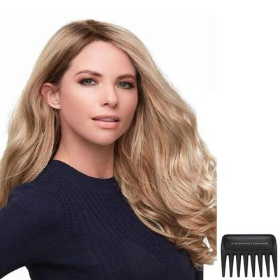 Bundle - 3 item: Top Smart Wavy 18" Hair Topper by Jon Renau, Christy's Wigs Q & A Booklet & Wide Tooth Comb - Color: 24B18
