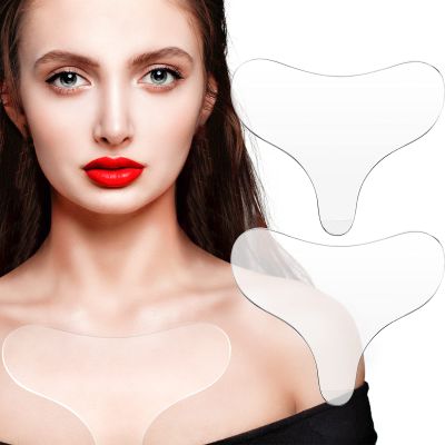 Syhood 2 Pieces Silicone Chest Pads Reusable T-shaped Decollete Wrinkles Patches Smooth Your Skin Prevent Skin Ageing for Women and Girls