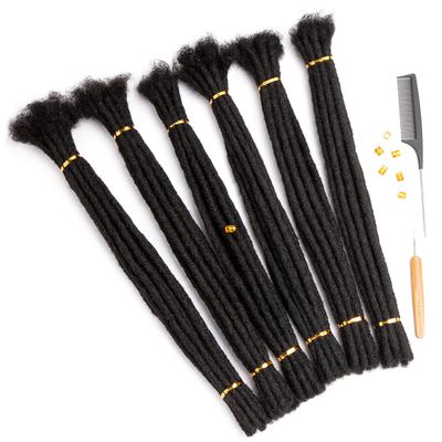 100% Human hair Dreadlocks Extensions 16 inch Afro Kinky Black 60 Strands 0.6cm Fashion Crochet Braiding Hair For Women by Originea (16 Inch, 1B/60 Locs)