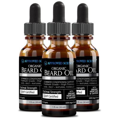 Approved Science Beard Oil - Promotes Hair Growth and Combats Dryness - Jojoba, Argan, and Rosemary Oils -All Organic Formula - 1 Fl. OZ. - 3 Month Supply