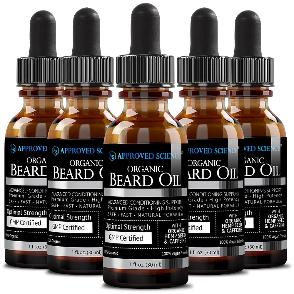 Approved Science Beard Oil - Promotes Hair Growth and Combats Dryness - With Rosemary and Plum Oils -All Organic Formula - 1 Fl. OZ. - 5 Month Supply
