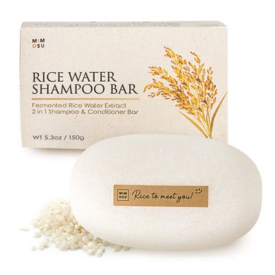mimosu Hair Growth Shampoo Bar, Fermented Rice Water 2-in-1 Shampoo & Conditioner, 5oz, Unscented, pH Balanced, Solid Bar for Oily Hair, Korean Hair Care