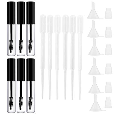 Angzhili 6 Pack Empty Mascara Tubes With Eyelash Wand, Eyelash Cream Container Bottle,with Leak Stoppers and Mini Funnels for Castor Oil, Ideal Kit for DIY Cosmetics and Homemade Mascara