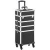 Costoffs Extra Large Makeup Trolley Cosmetic Case Organiser Beauty Trolley on Wheels Vanity Case with Adjustable Dividers (Black, 4 in 1) view 1