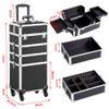 Costoffs Extra Large Makeup Trolley Cosmetic Case Organiser Beauty Trolley on Wheels Vanity Case with Adjustable Dividers (Black, 4 in 1) view 2