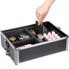 Costoffs Extra Large Makeup Trolley Cosmetic Case Organiser Beauty Trolley on Wheels Vanity Case with Adjustable Dividers (Black, 4 in 1) view 4