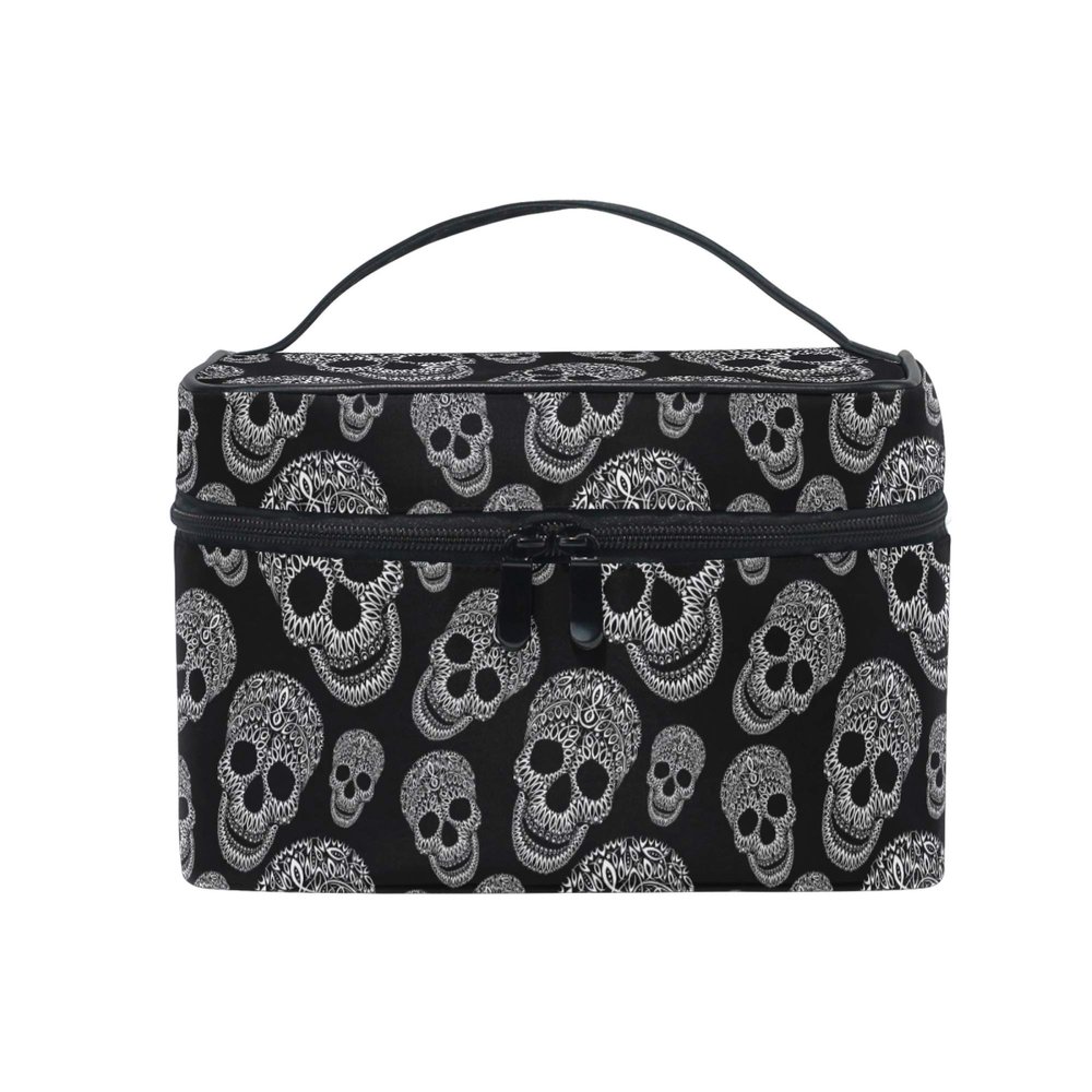 Makeup Bag, Skull Print Travel Makeup Organizer Bag Cosmetic Cases Toiletry Bags for Girl Women Ladies