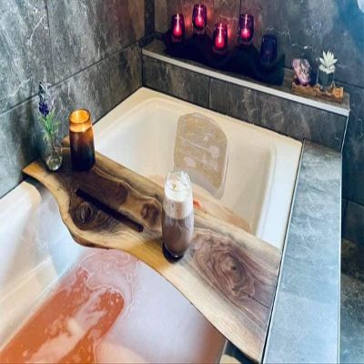 Mothers Day Walnut Bathtub Tray | Bath Caddy | Bathtub Tray | Bathroom Tray | Tray for Tub | Self Care Gift | Gift For Her | Gift For Mom | Mothers